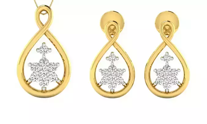 Earring Pendant Set 3dm STL OBJ FBX Render Details 3D print model