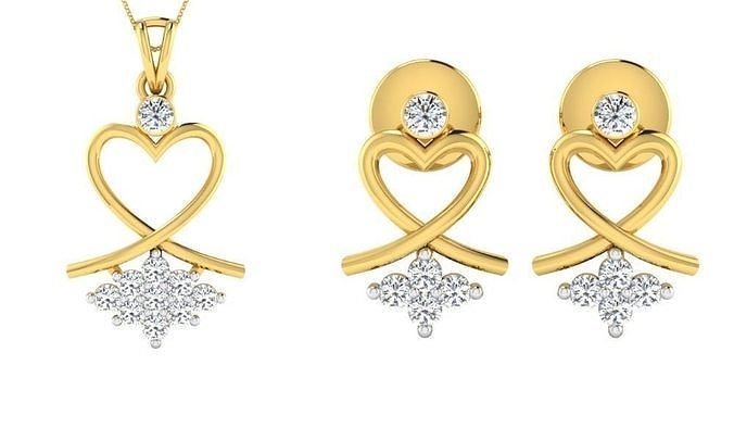 Earring Pendant Set 3dm STL OBJ FBX Render Details 3D print model