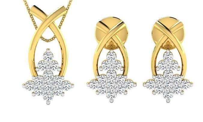 Earring Pendant Set 3dm STL OBJ FBX Render Details 3D print model