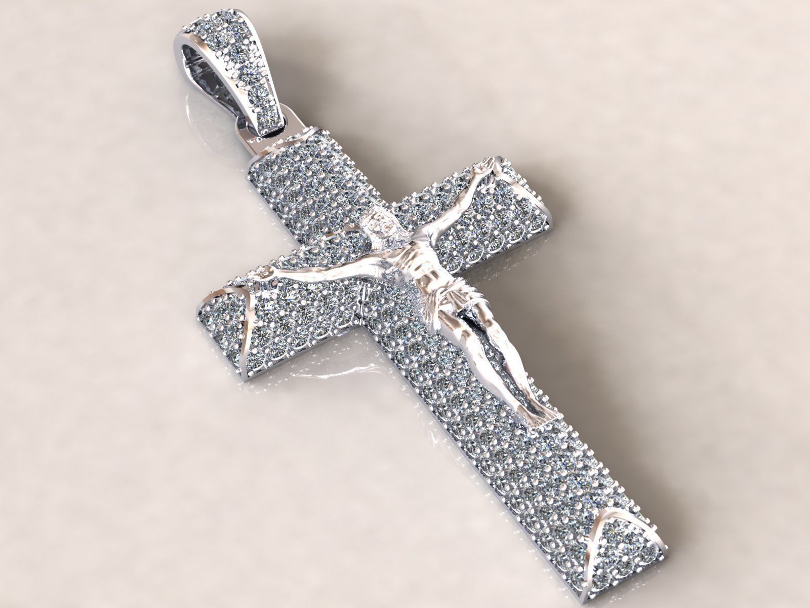 Cross Pave Jesus Pendant 3D print model_17