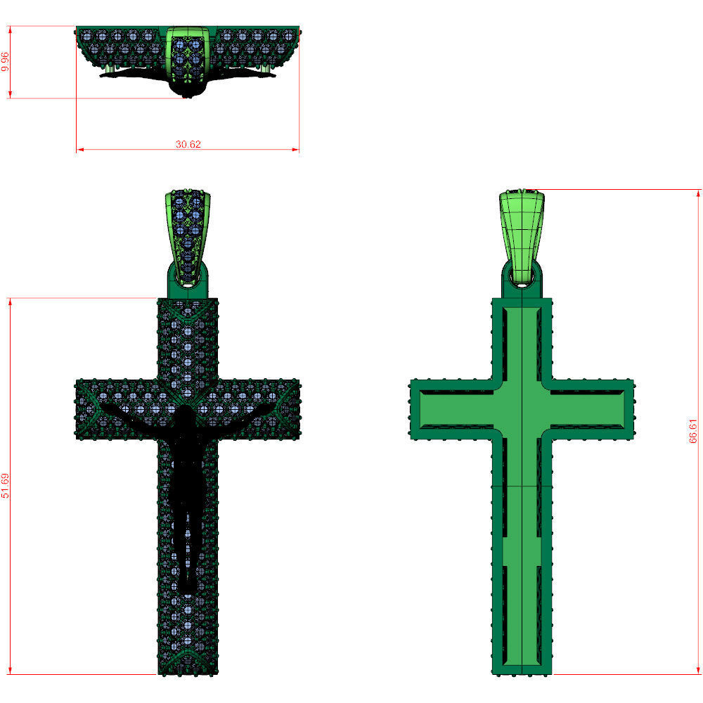 Cross Pave Jesus Pendant 3D print model_6