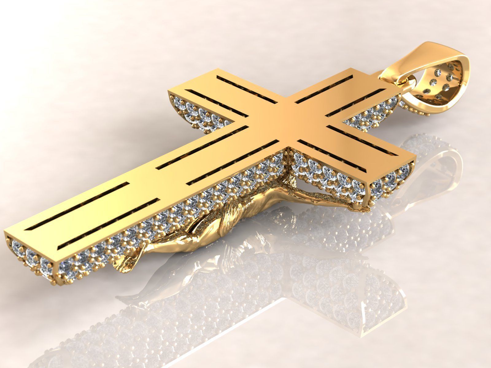 Cross Pave Jesus Pendant 3D print model_4