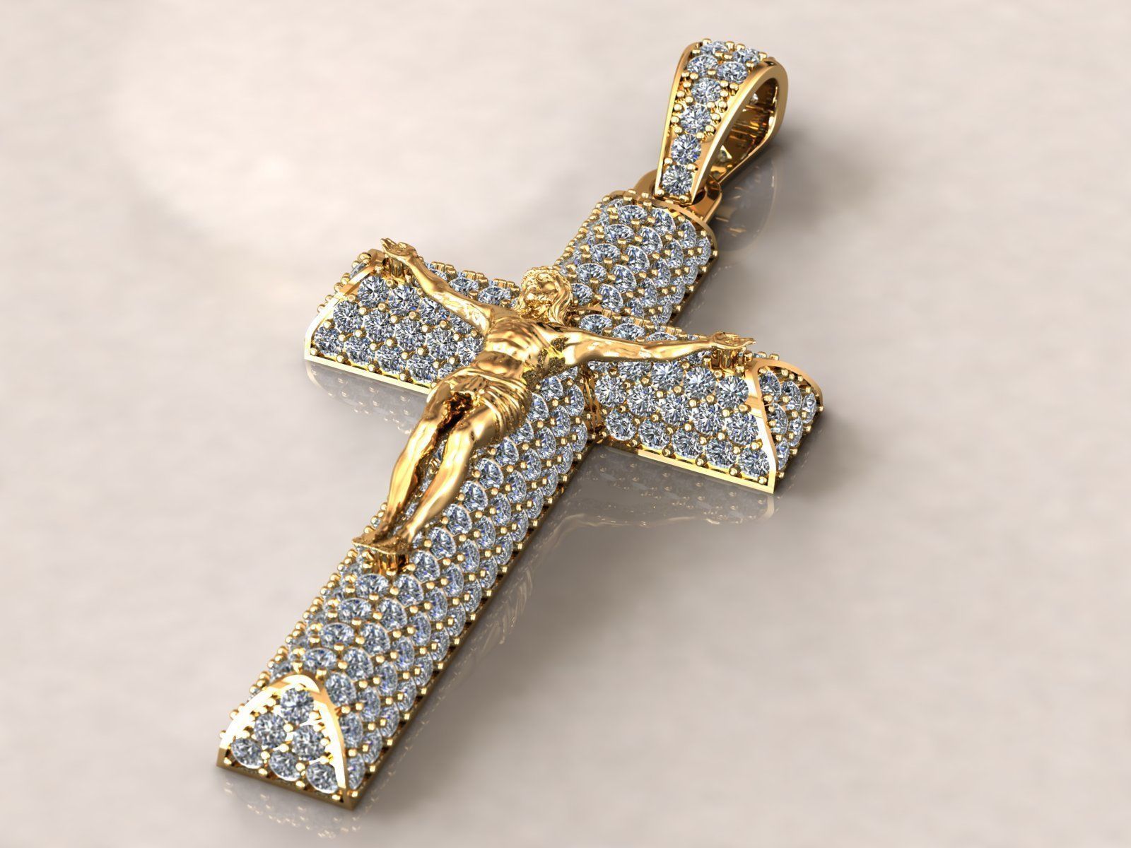 Cross Pave Jesus Pendant 3D print model_1