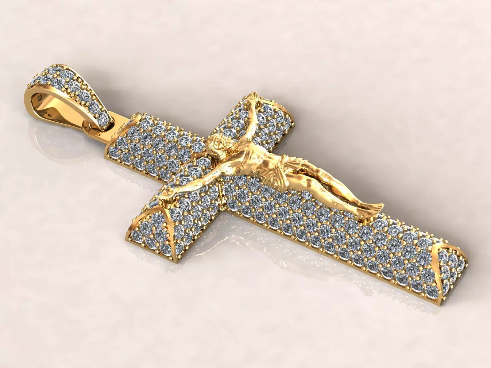 Cross Pave Jesus Pendant 3D print model_0