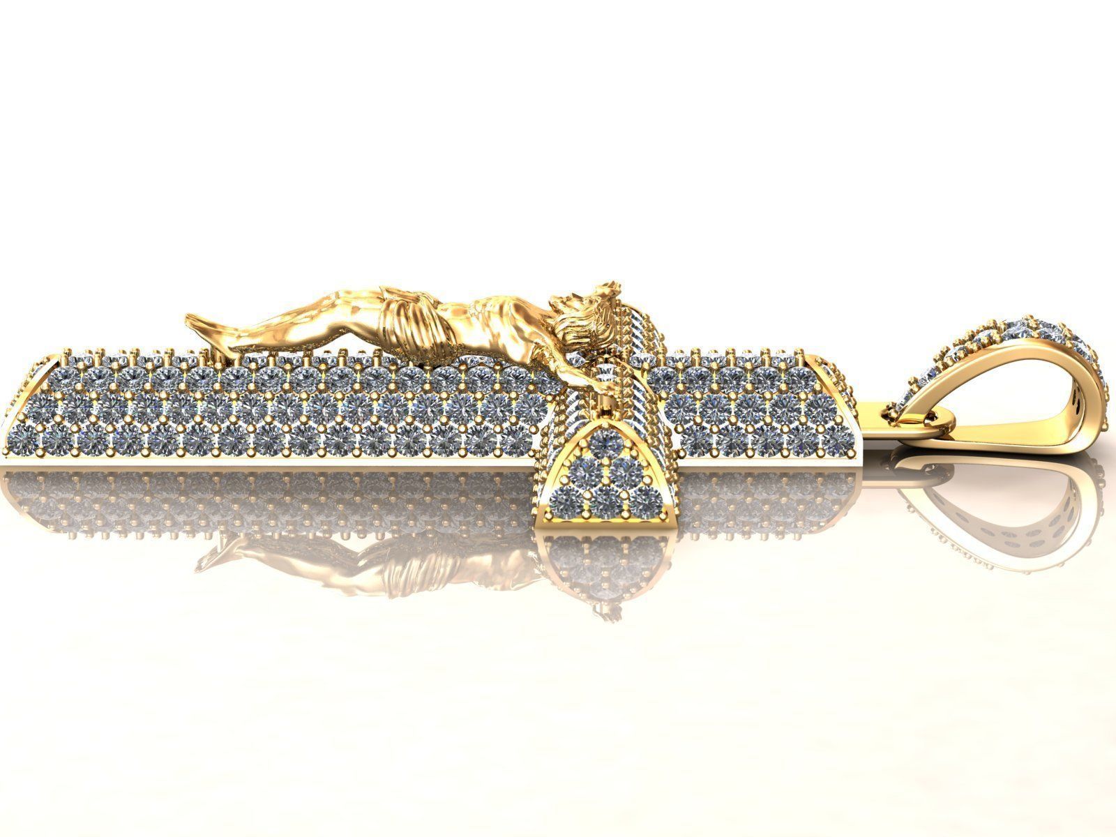 Cross Pave Jesus Pendant 3D print model_2