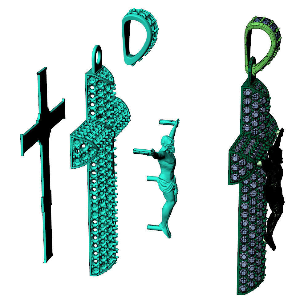 Cross Pave Jesus Pendant 3D print model_7