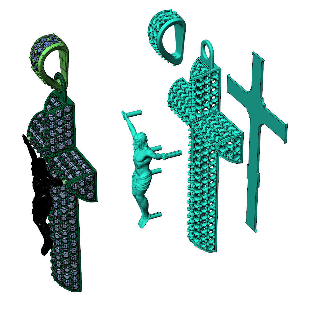 Cross Pave Jesus Pendant 3D print model_8