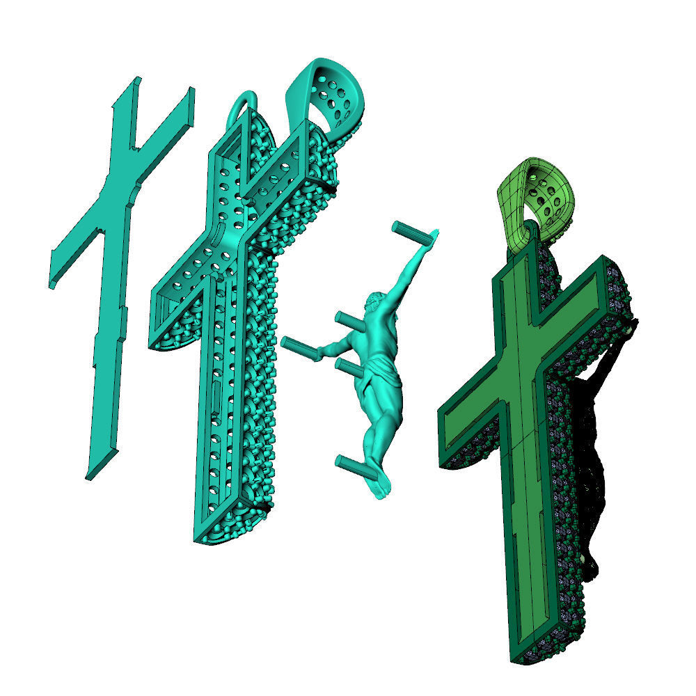 Cross Pave Jesus Pendant 3D print model_15