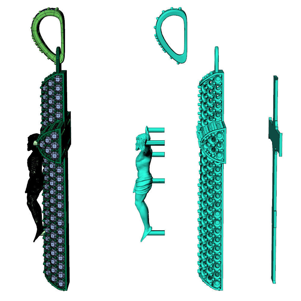 Cross Pave Jesus Pendant 3D print model_9