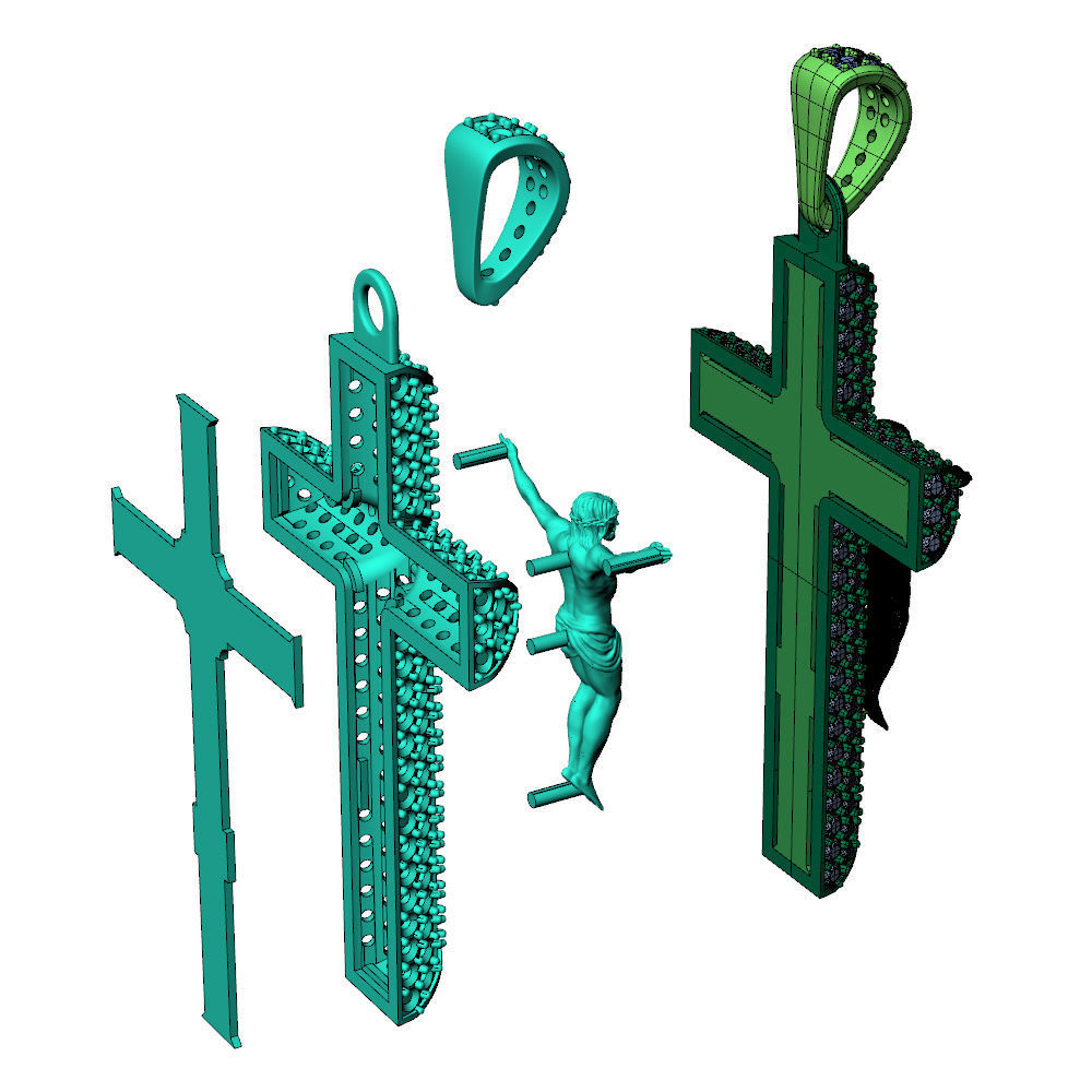 Cross Pave Jesus Pendant 3D print model_11