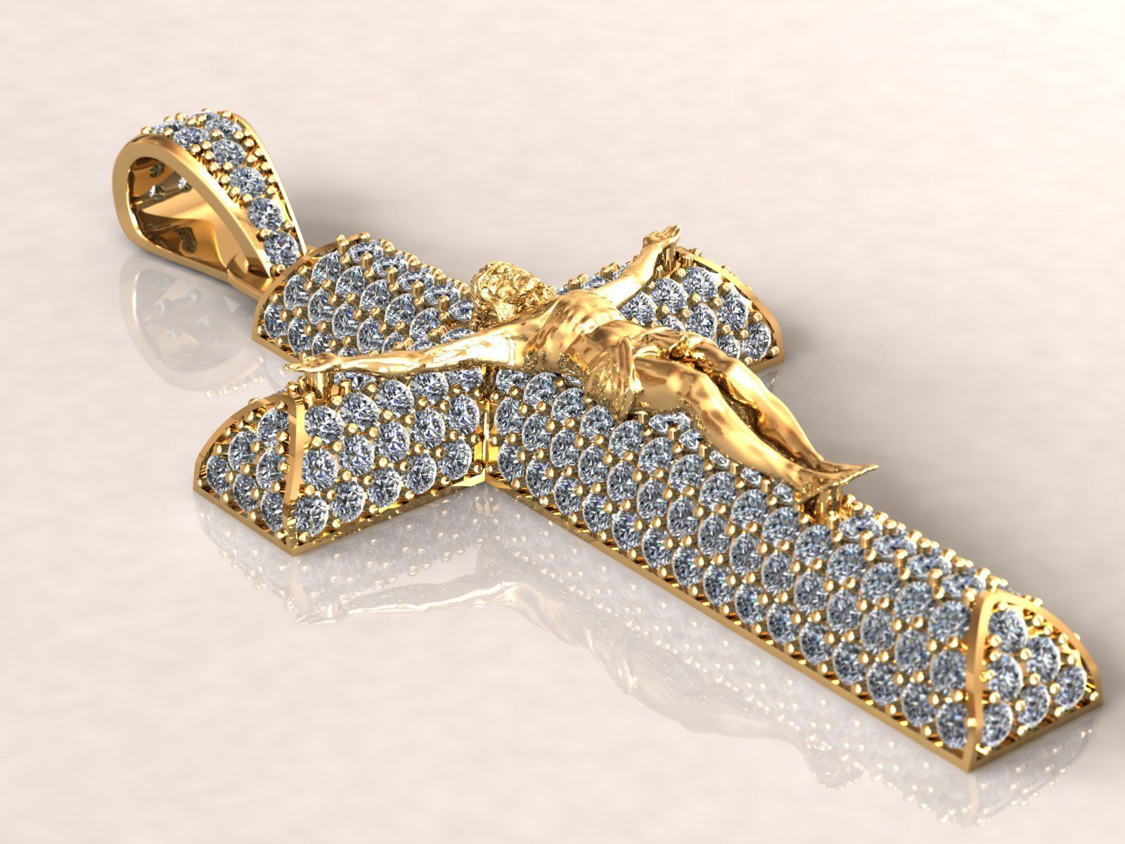 Cross Pave Jesus Pendant 3D print model_3