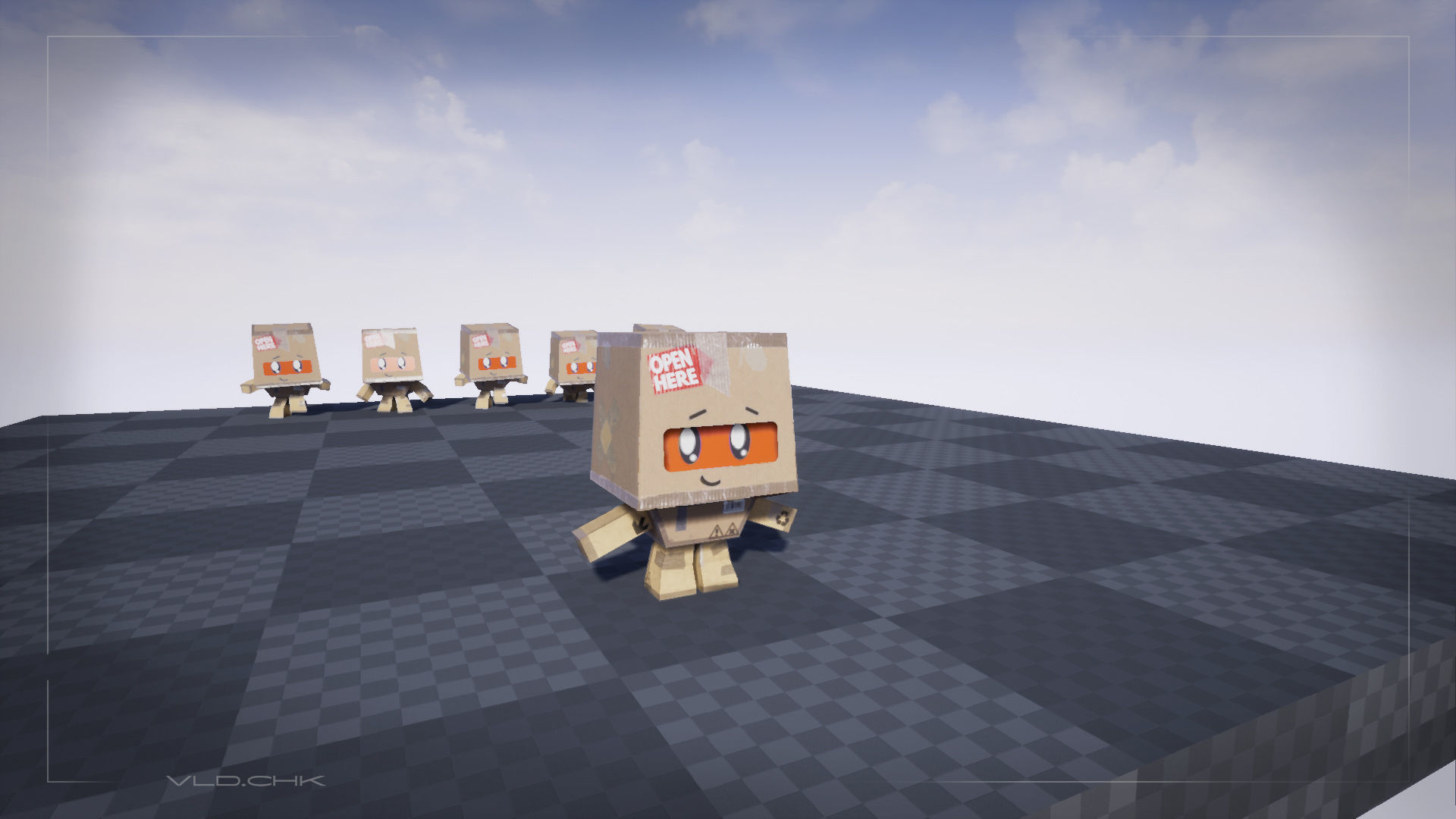 Cute Cardboard Boy Low-poly 3D model_5