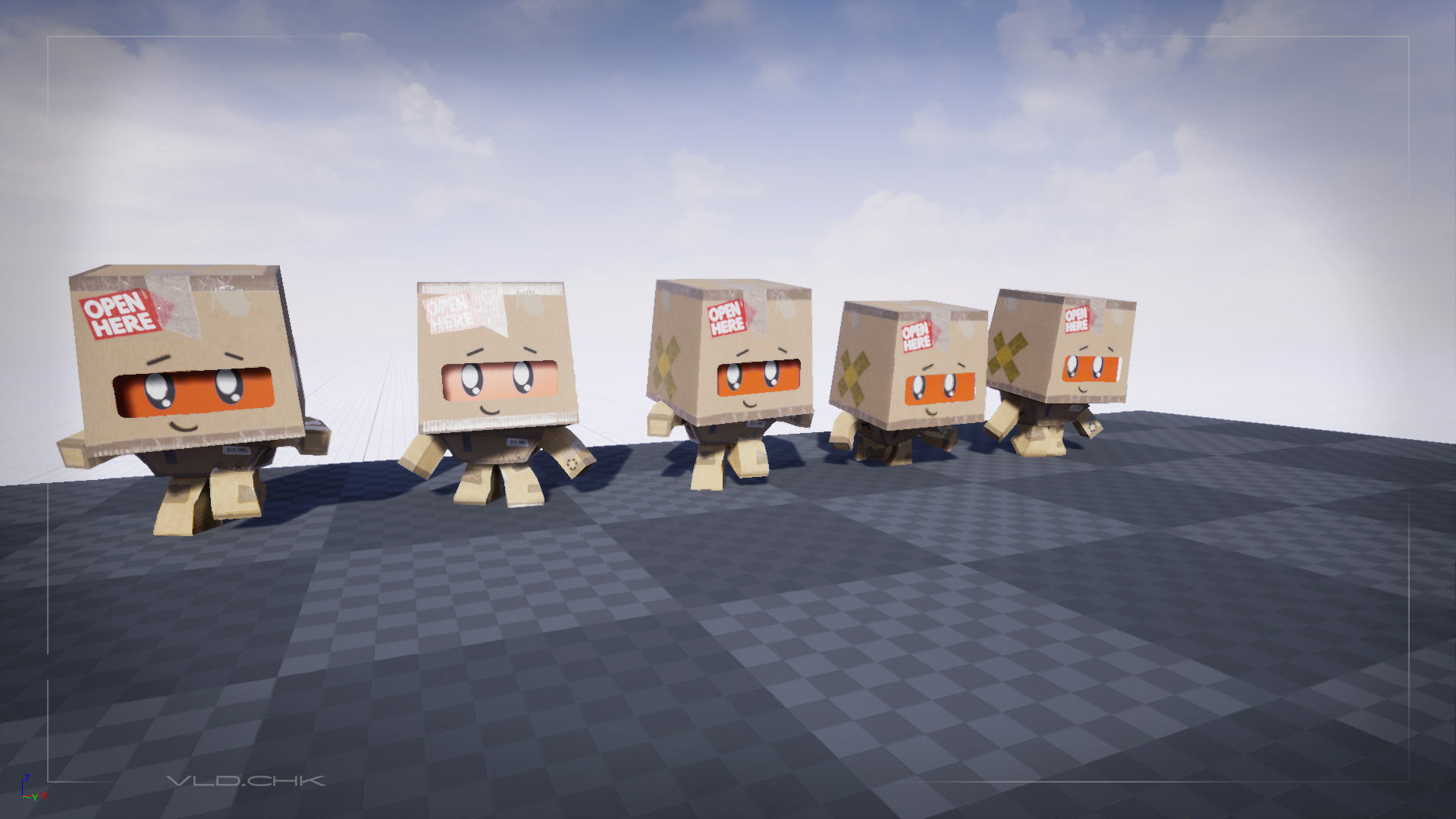 Cute Cardboard Boy Low-poly 3D model_6