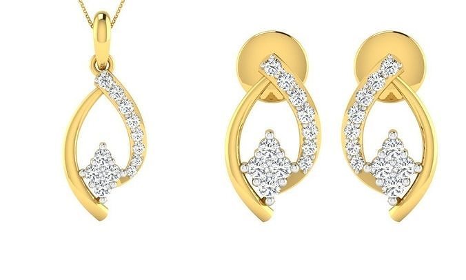 Earring Pendant Set 3dm STL OBJ FBX Render Details 3D print model