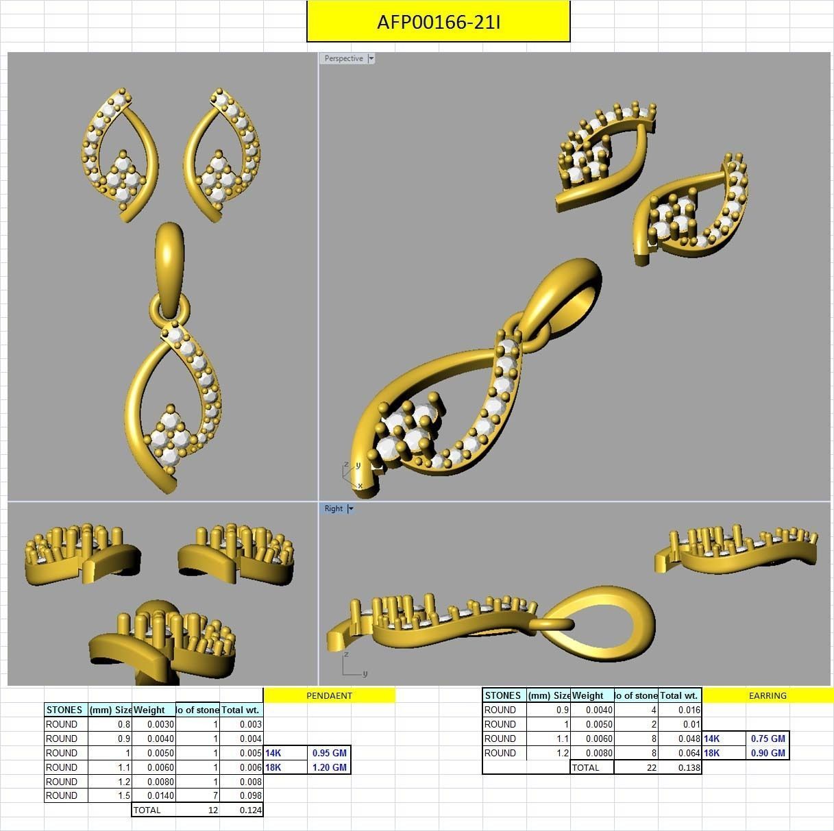 Earring Pendant Set 3dm STL OBJ FBX Render Details 3D print model_5