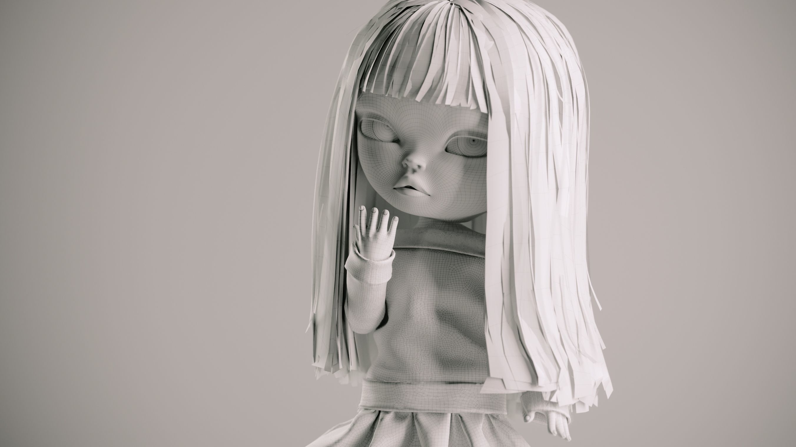 Olivia doll in Pajama and Skirt Pose 01 3D model_5