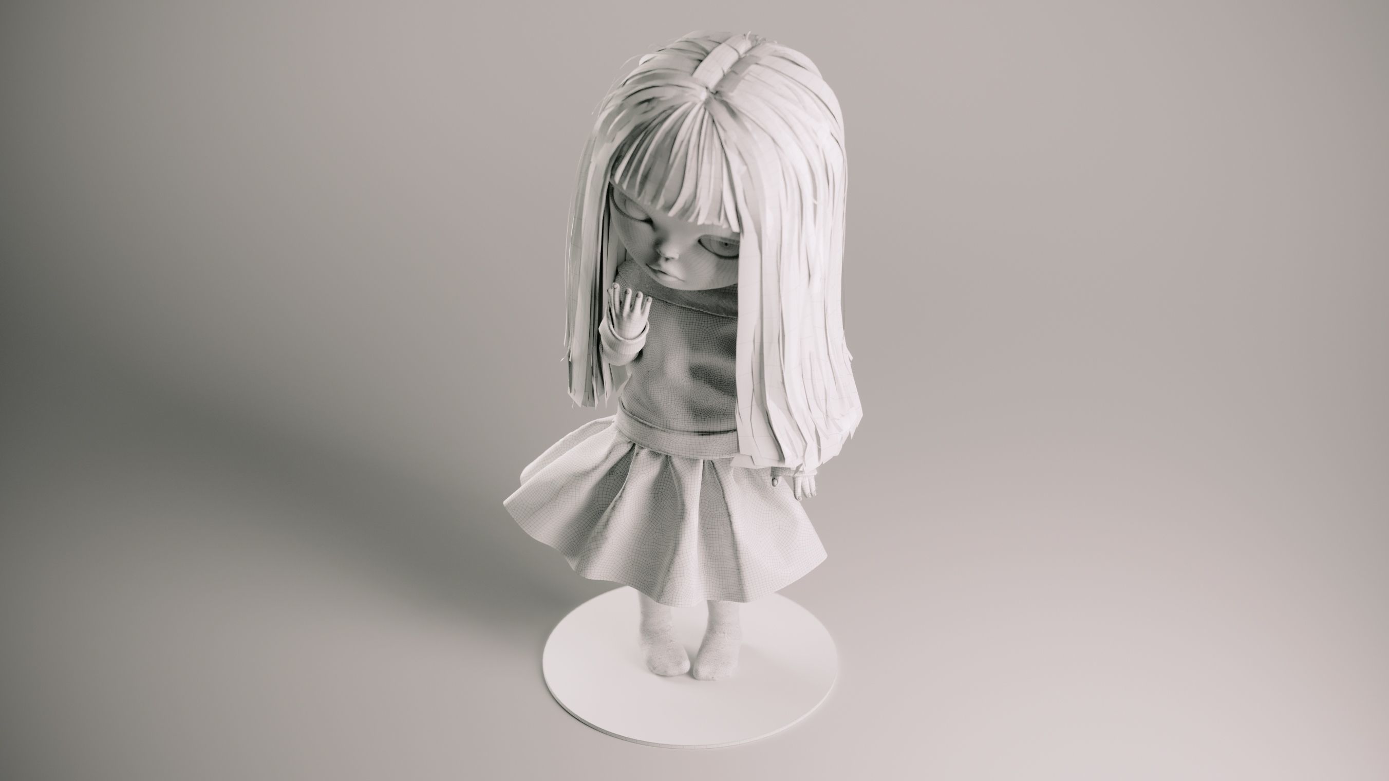 Olivia doll in Pajama and Skirt Pose 01 3D model_17