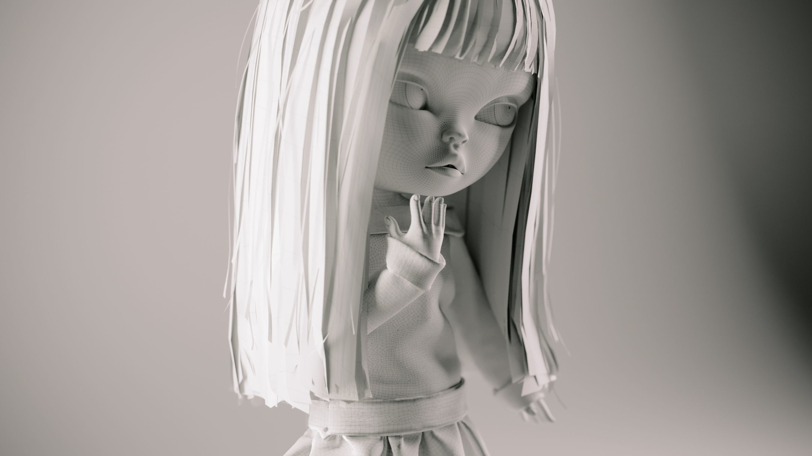 Olivia doll in Pajama and Skirt Pose 01 3D model_9