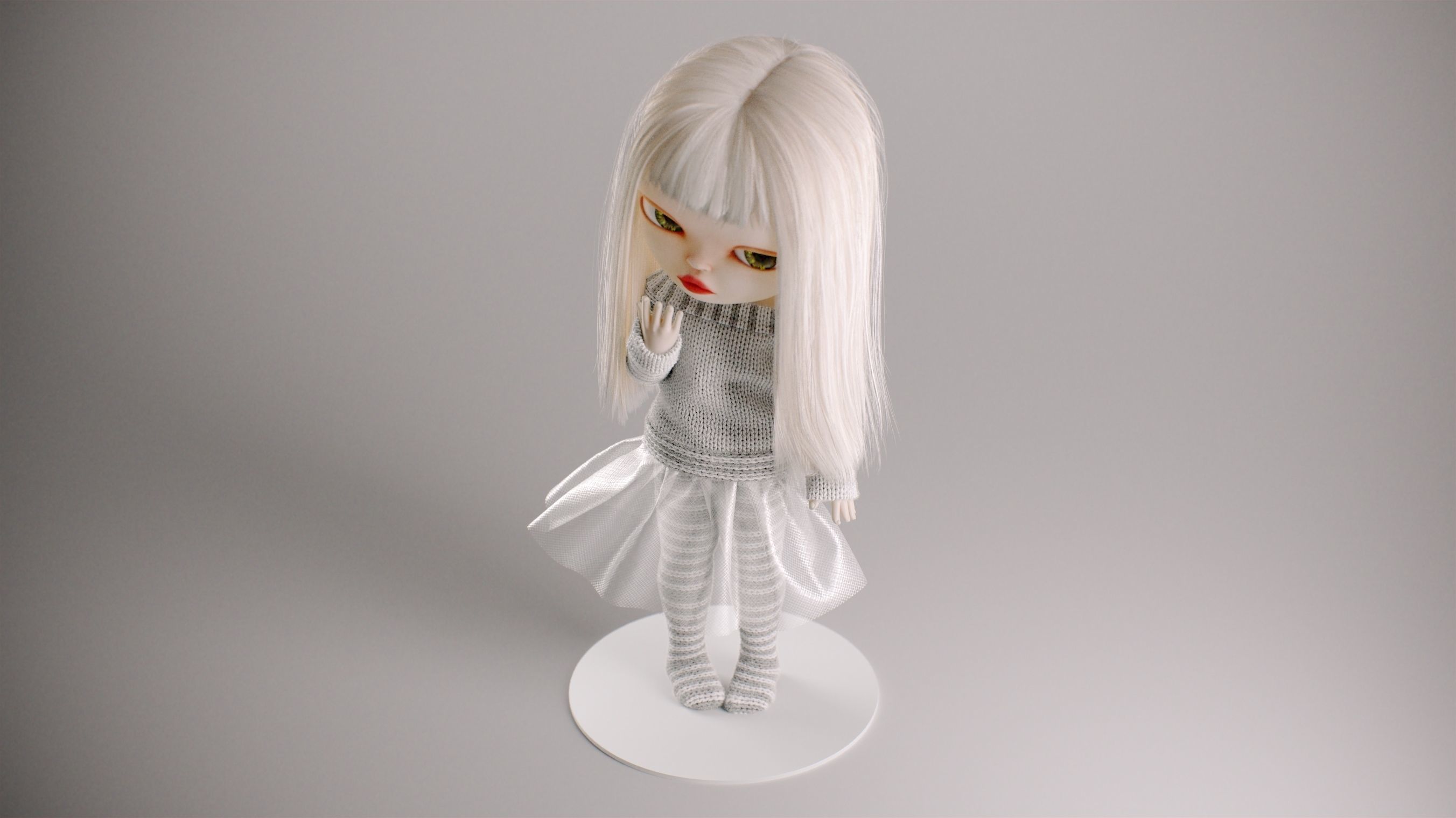 Olivia doll in Pajama and Skirt Pose 01 3D model_16