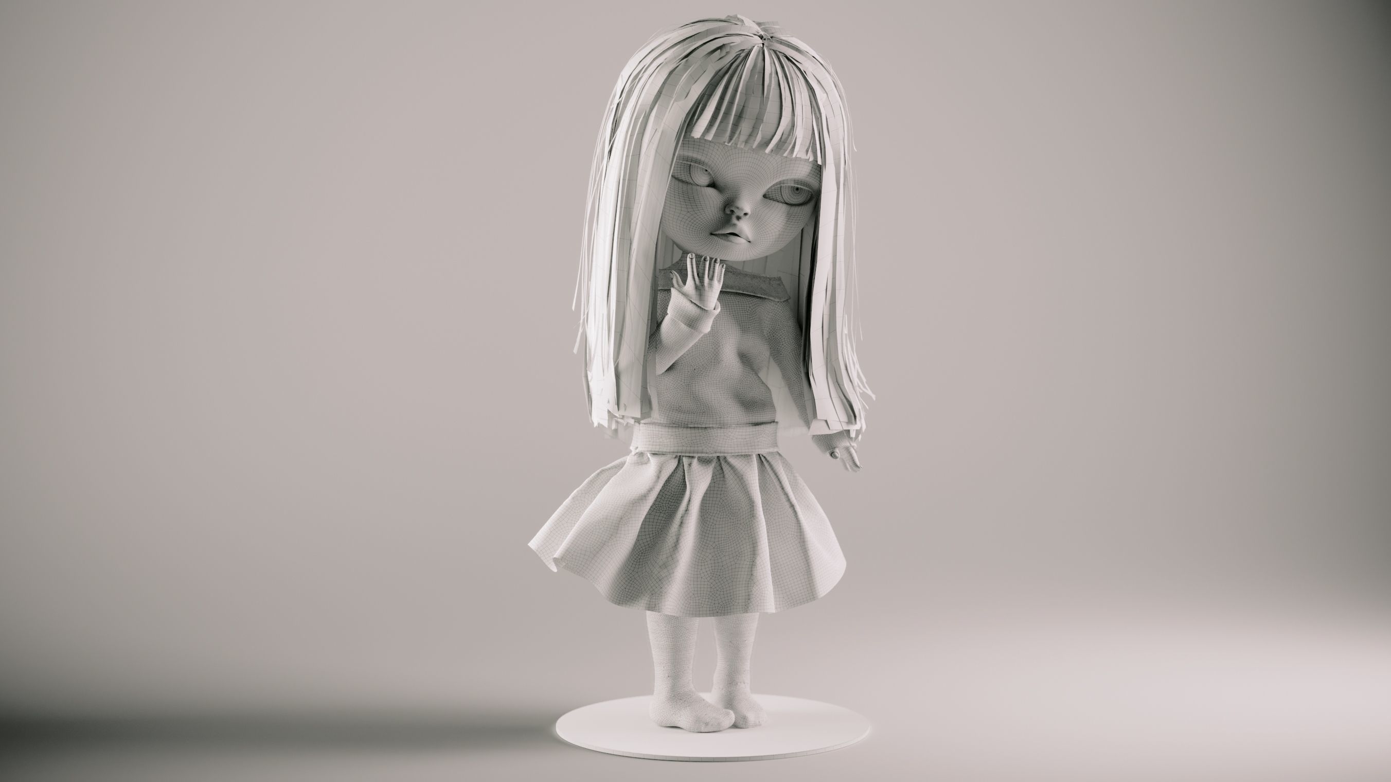 Olivia doll in Pajama and Skirt Pose 01 3D model_1