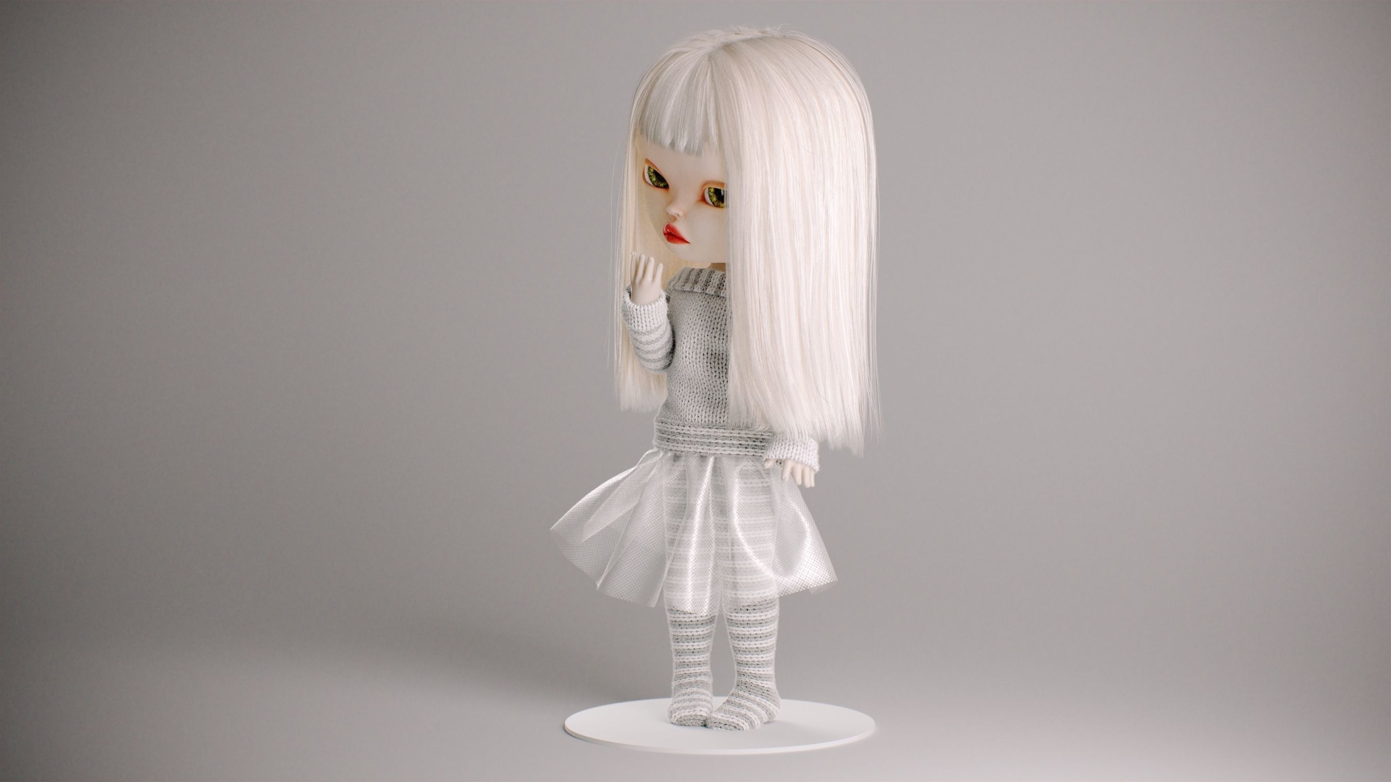 Olivia doll in Pajama and Skirt Pose 01 3D model_6