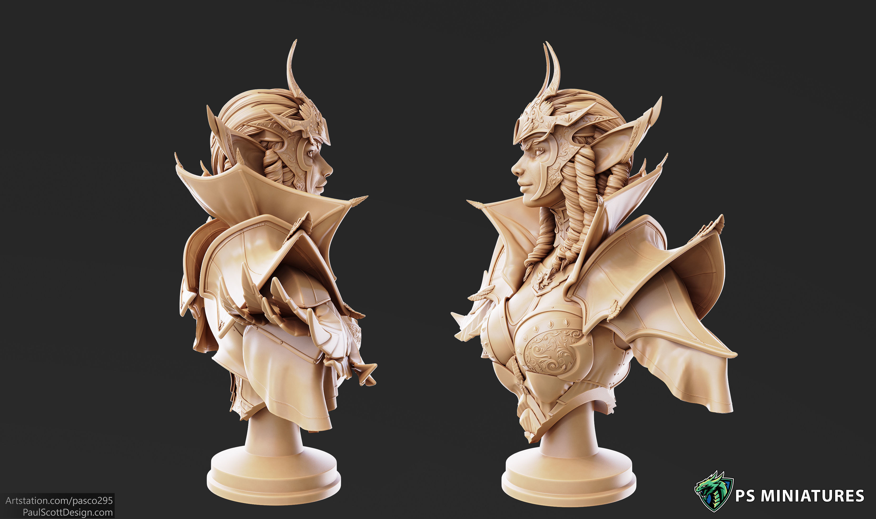 Drow Battlemage Bust 3D print model_7