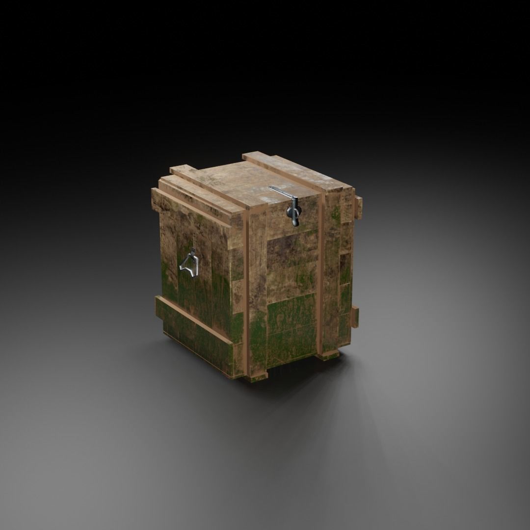 low poly Wooden box Low-poly 3D model_3