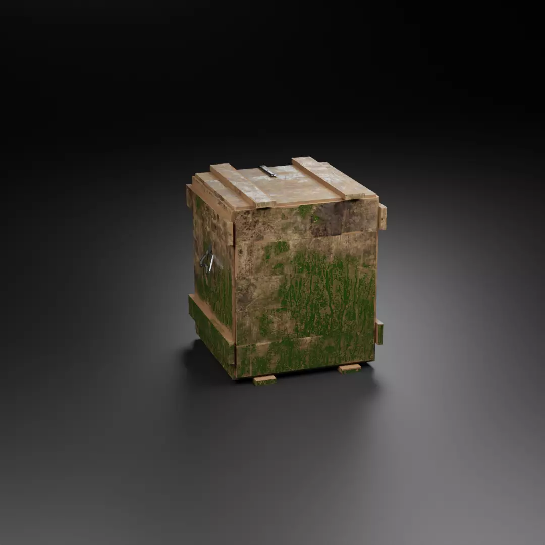 low poly Wooden box Low-poly 3D model_0