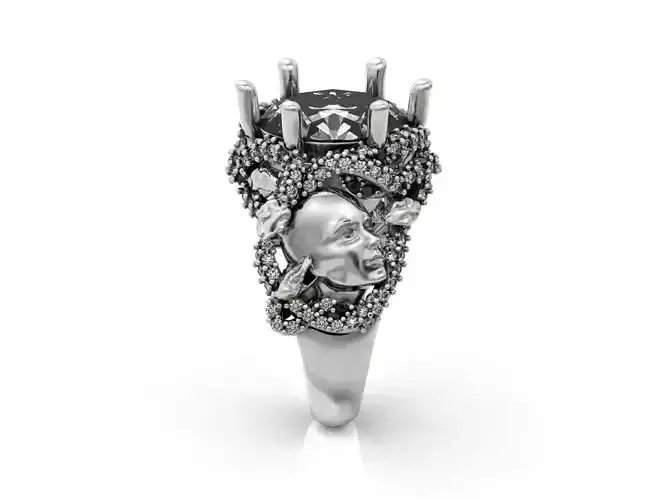 ring Medusa Gorgon ring with stones and snakes