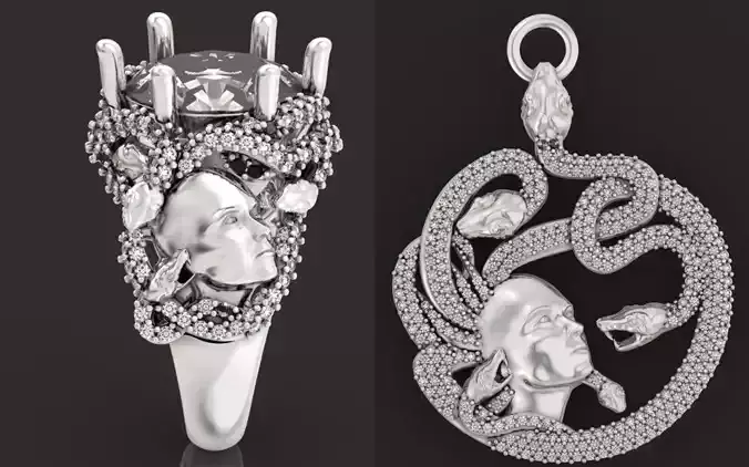  set ring and pendant medusa gorgona