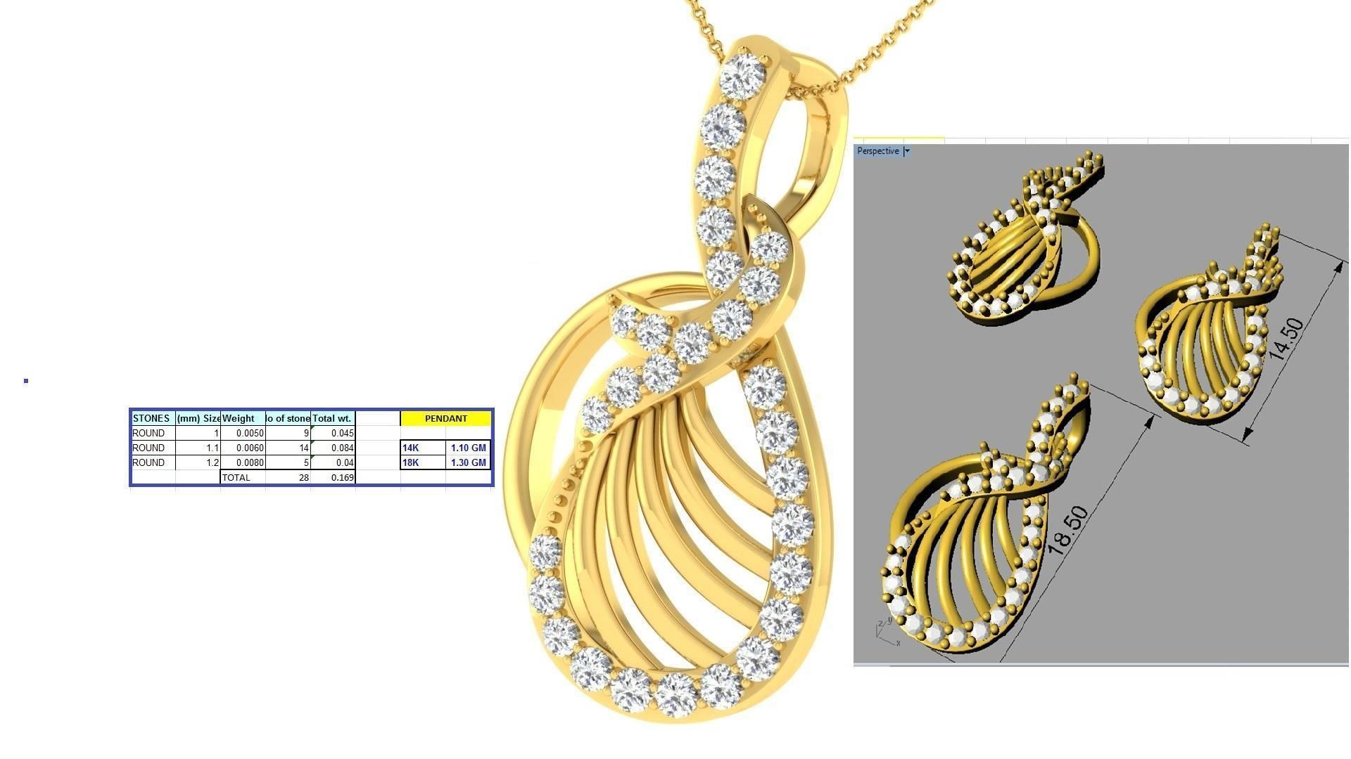 Pendants Earrings 3dm STL OBJ FBX Render Details 3D print model_1