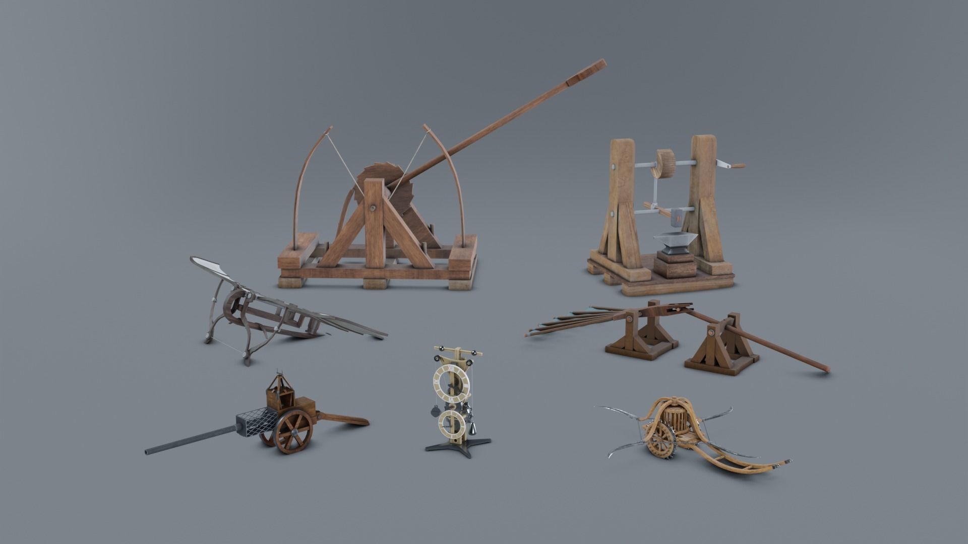 Leonardo Da Vinci Machines Pack Low-poly 3D model_1