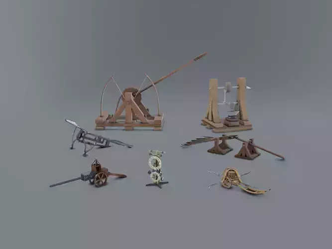 Leonardo Da Vinci Machines Pack Low-poly 3D model