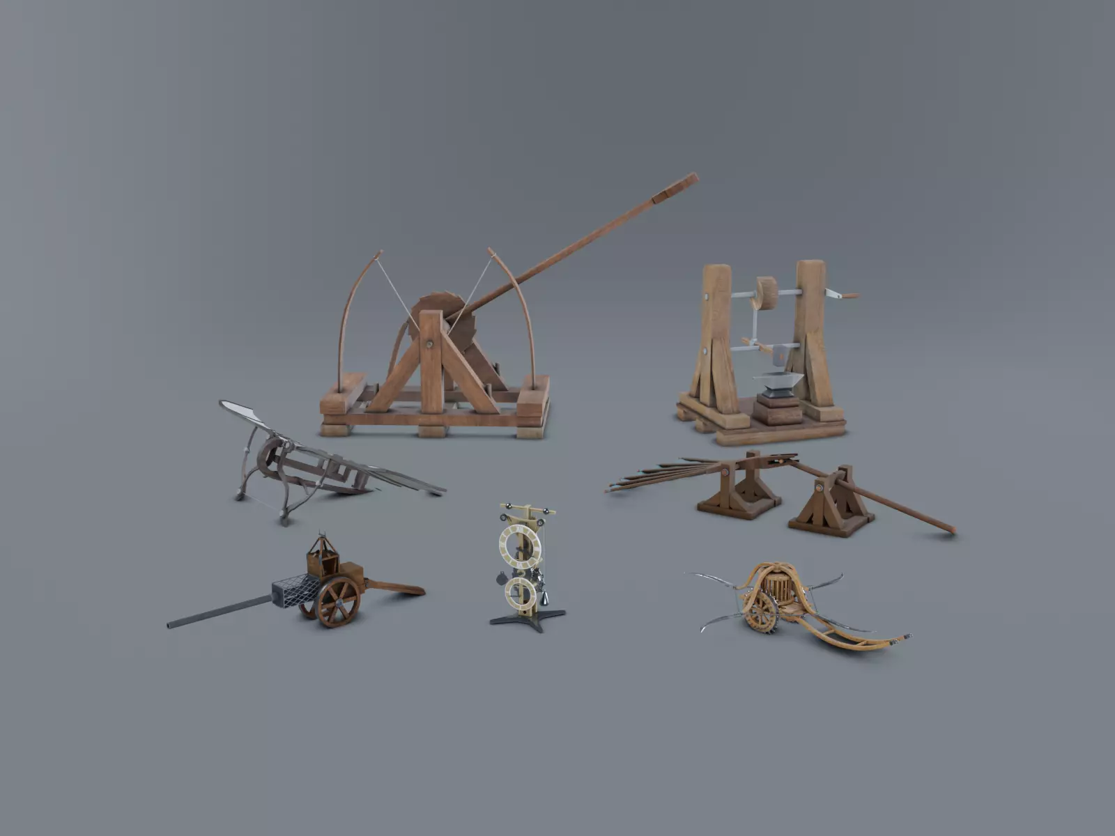 Leonardo Da Vinci Machines Pack Low-poly 3D model_0