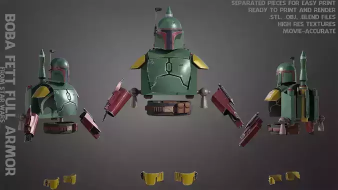 Star Wars Boba Fett Full Armor and Jetpack for Cosplay