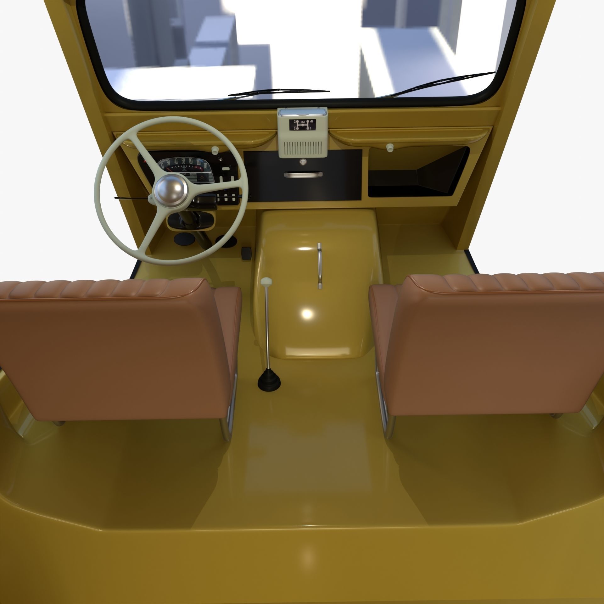Generic 40s Van with interior 3D model_24