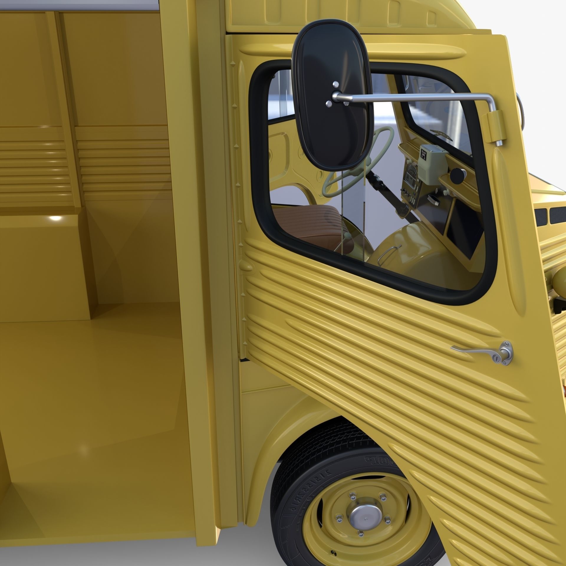 Generic 40s Van with interior 3D model_25