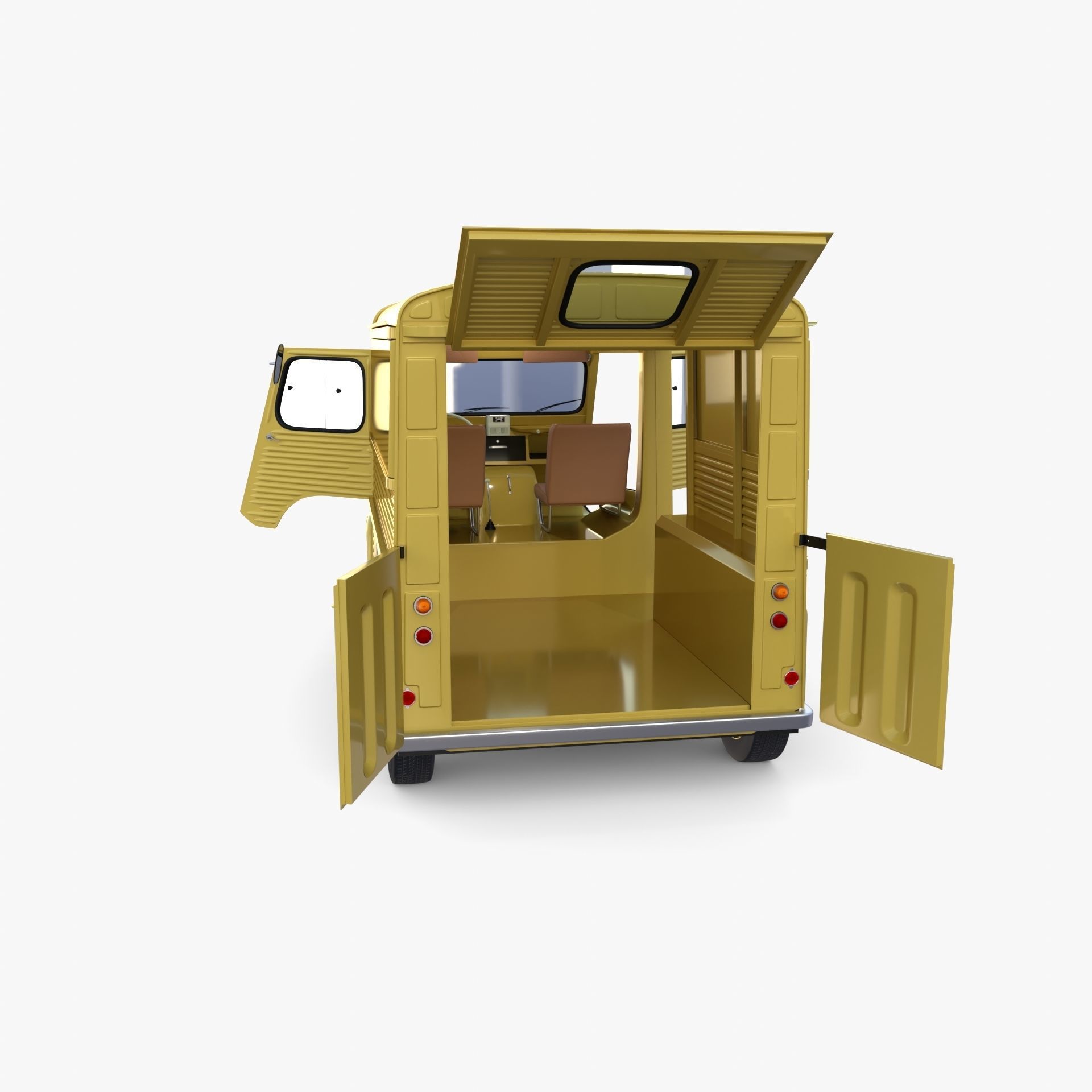 Generic 40s Van with interior 3D model_16