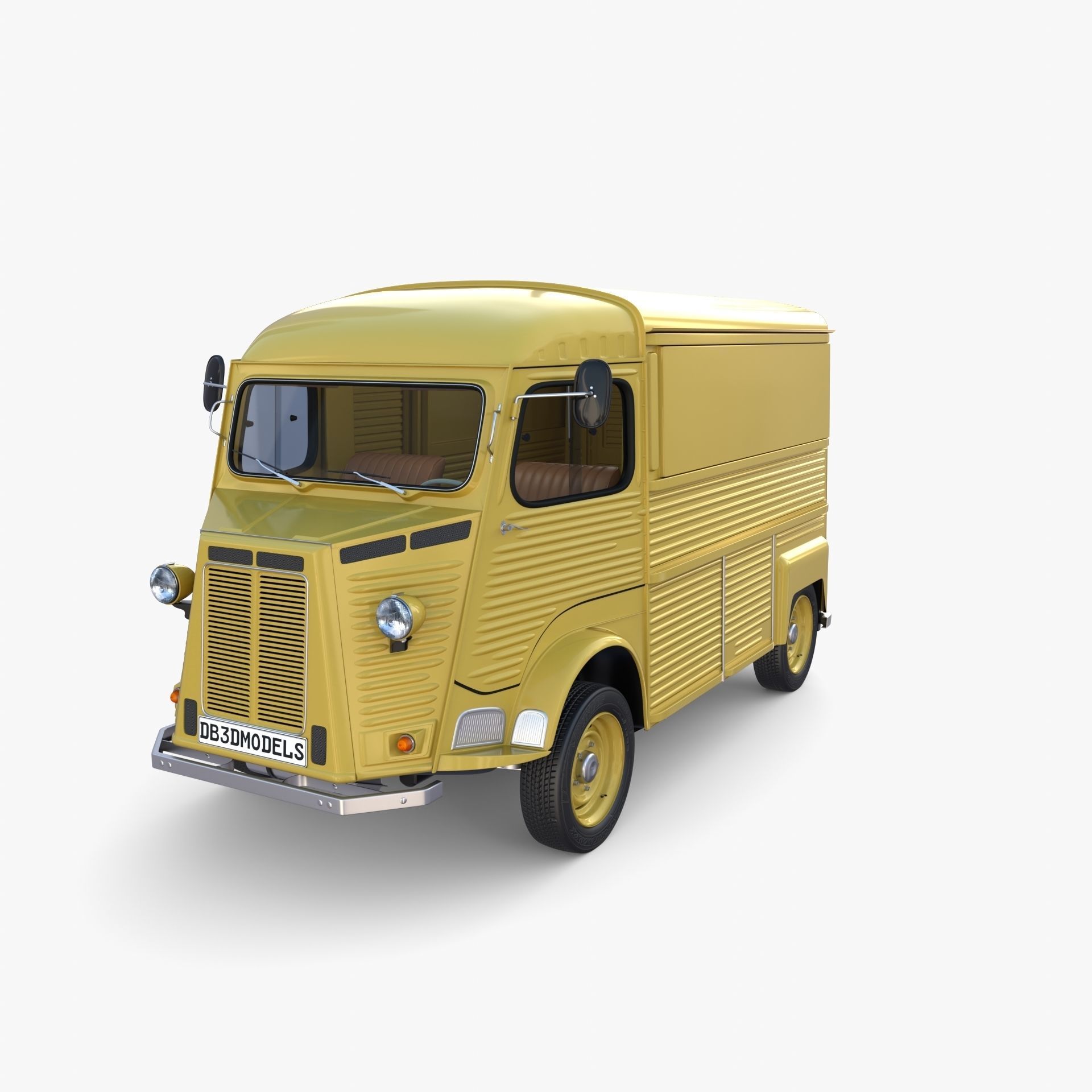Generic 40s Van with interior 3D model_2