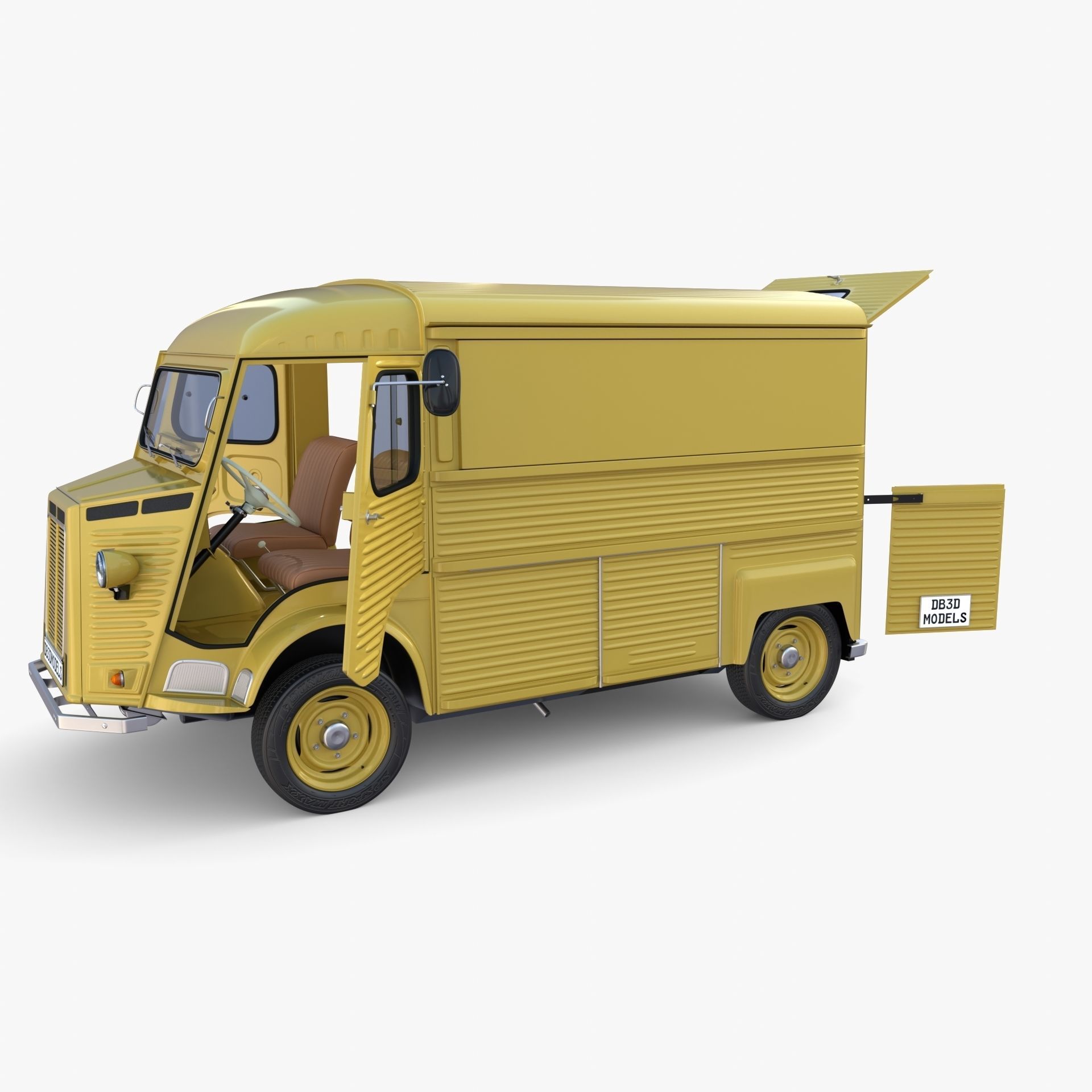 Generic 40s Van with interior 3D model_15