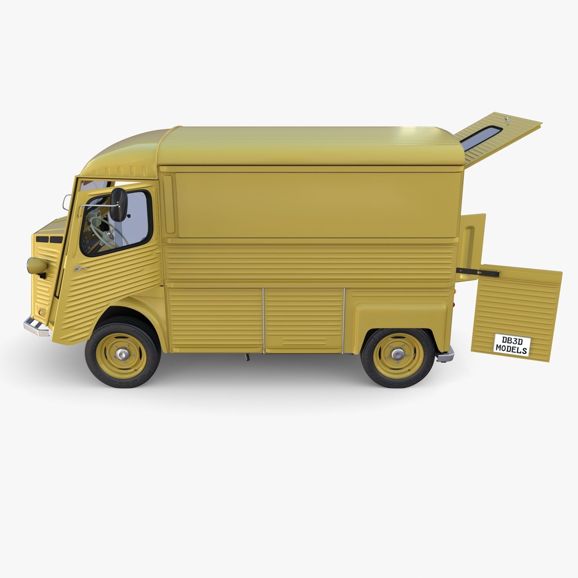 Generic 40s Van with interior 3D model_19