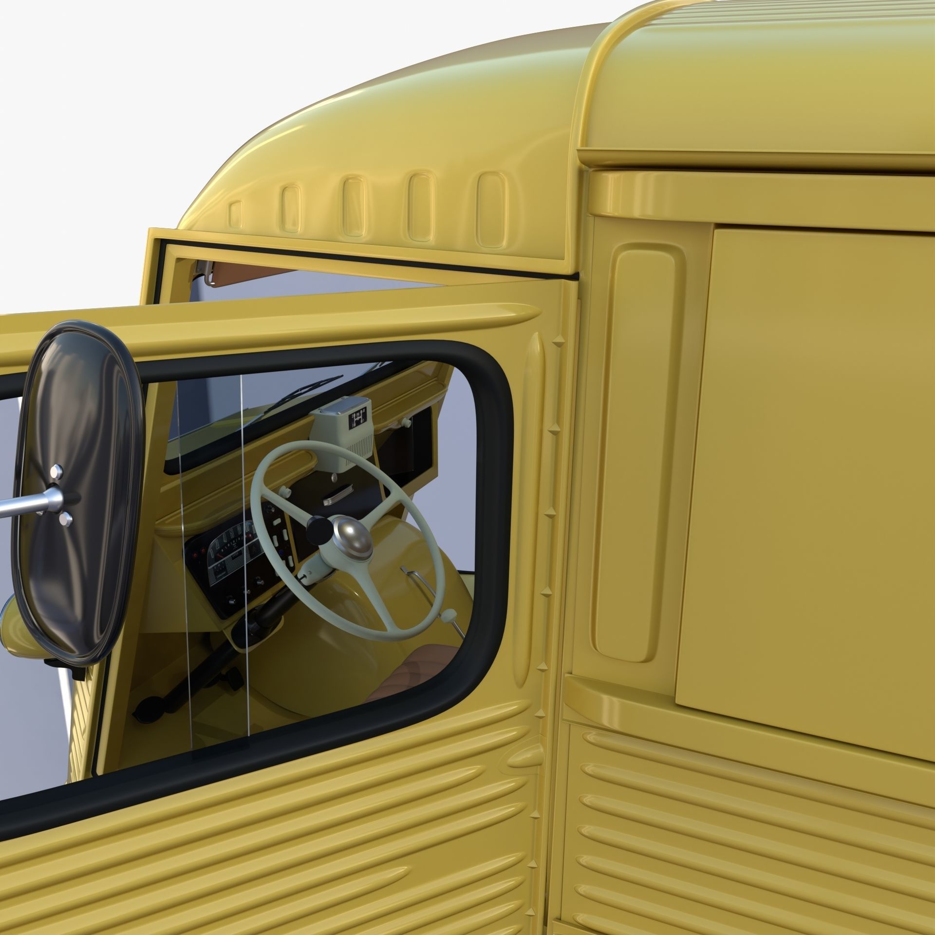 Generic 40s Van with interior 3D model_23