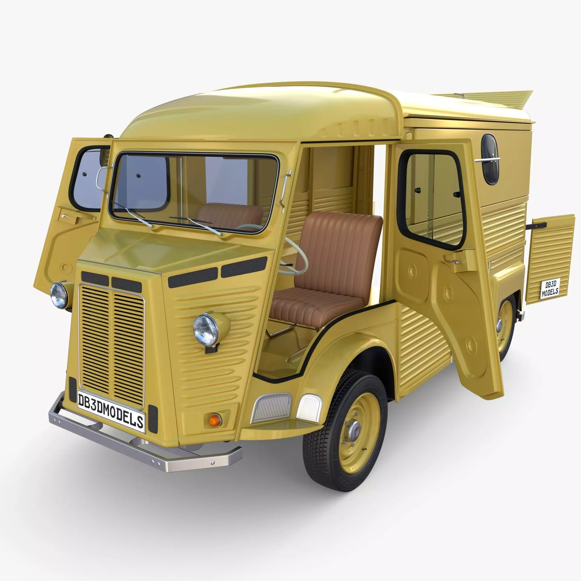 Generic 40s Van with interior 3D model_0