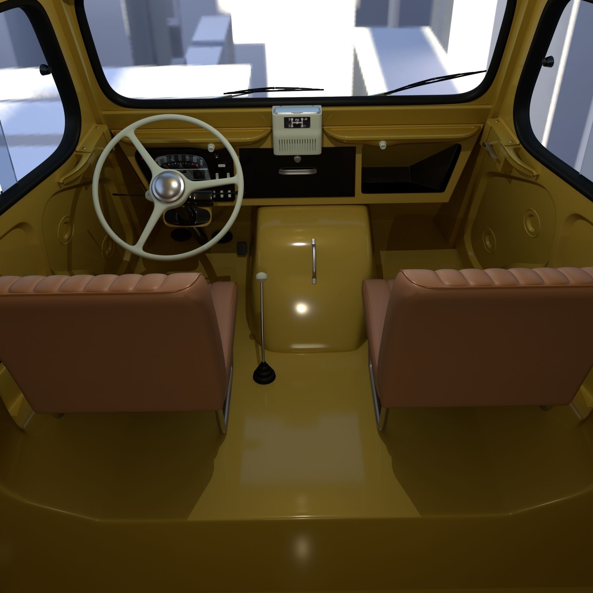 Generic 40s Van with interior 3D model_12
