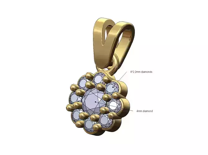 Bubble diamond cluster pendant with bail 3D print model