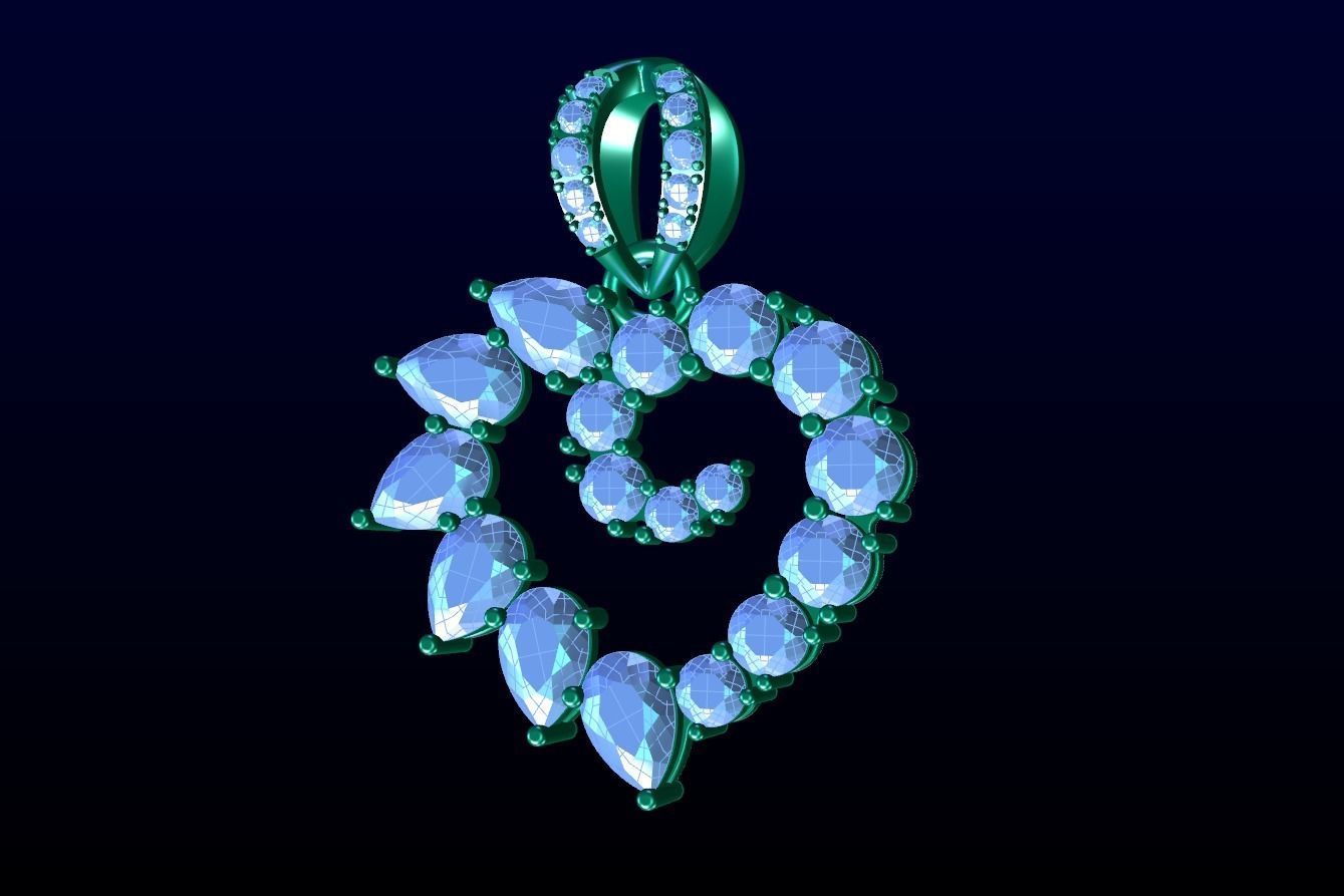 Heart Diamond Pendant 3D print model_2