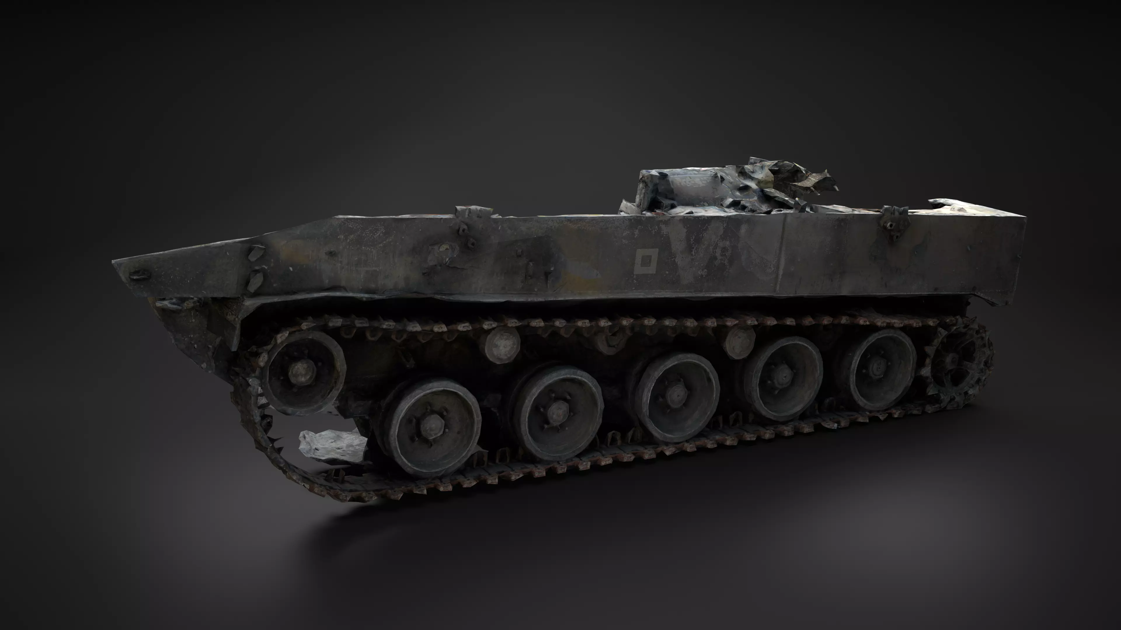 Destroyed and burnt Russian BMD-4M Photoscan PBR Game Ready Low-poly 3D model_0