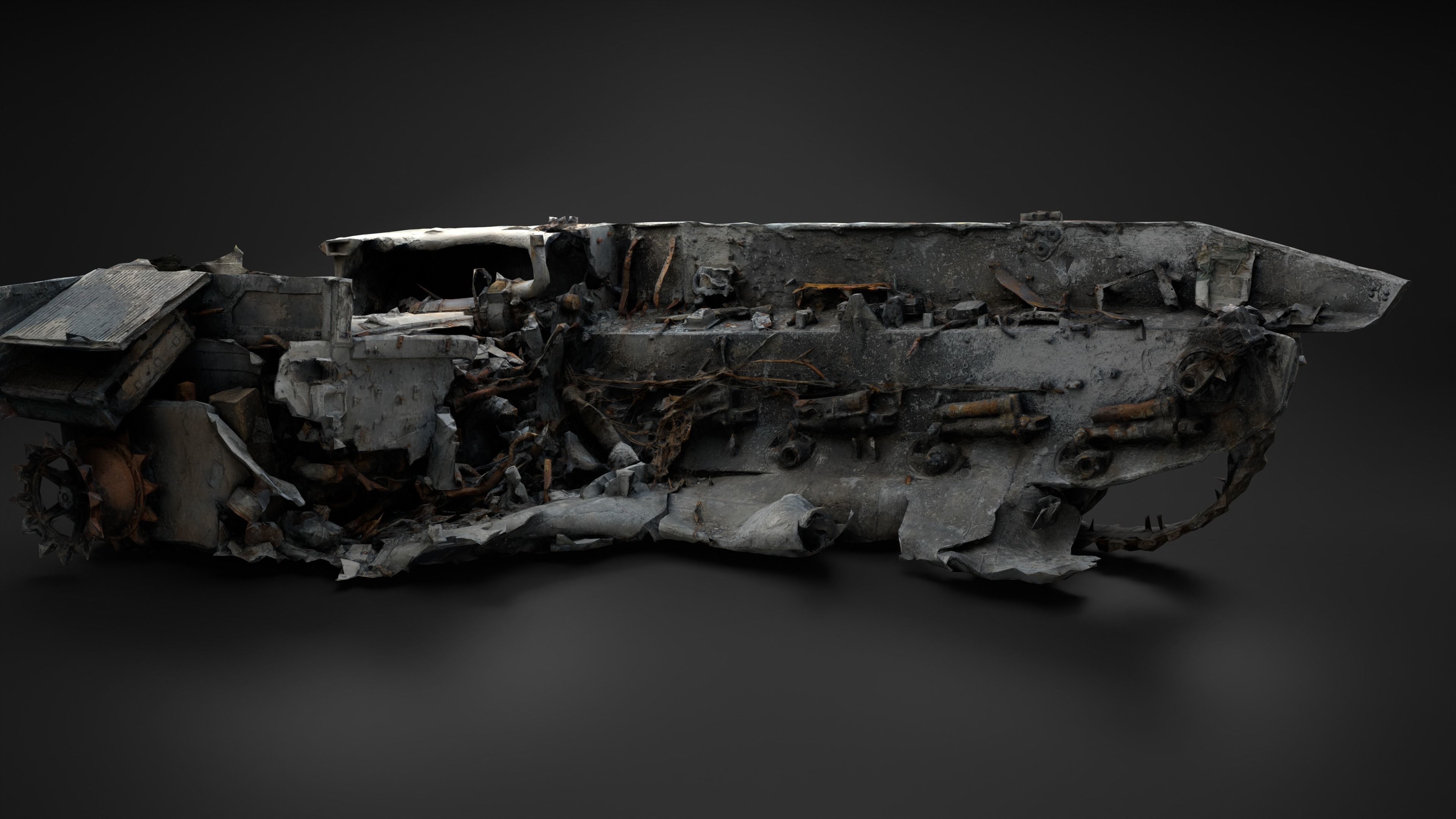 Destroyed and burnt Russian BMD-4M Photoscan PBR Game Ready Low-poly 3D model_9