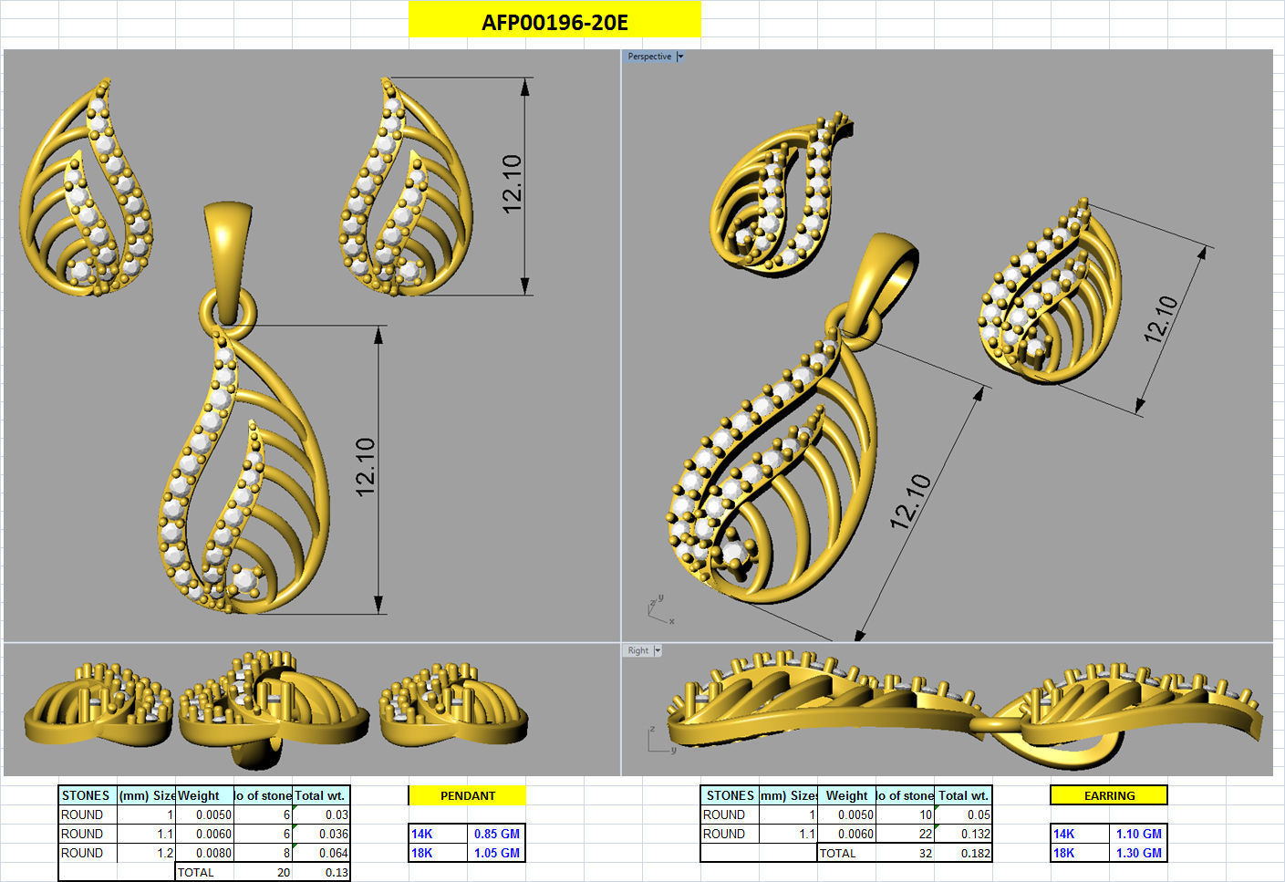 Earring Pendant Set  3D print model_18
