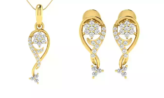 Earring Pendant Set 3dm STL OBJ FBX Render Details